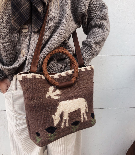 Alondra Little bag (Camel y crudo)