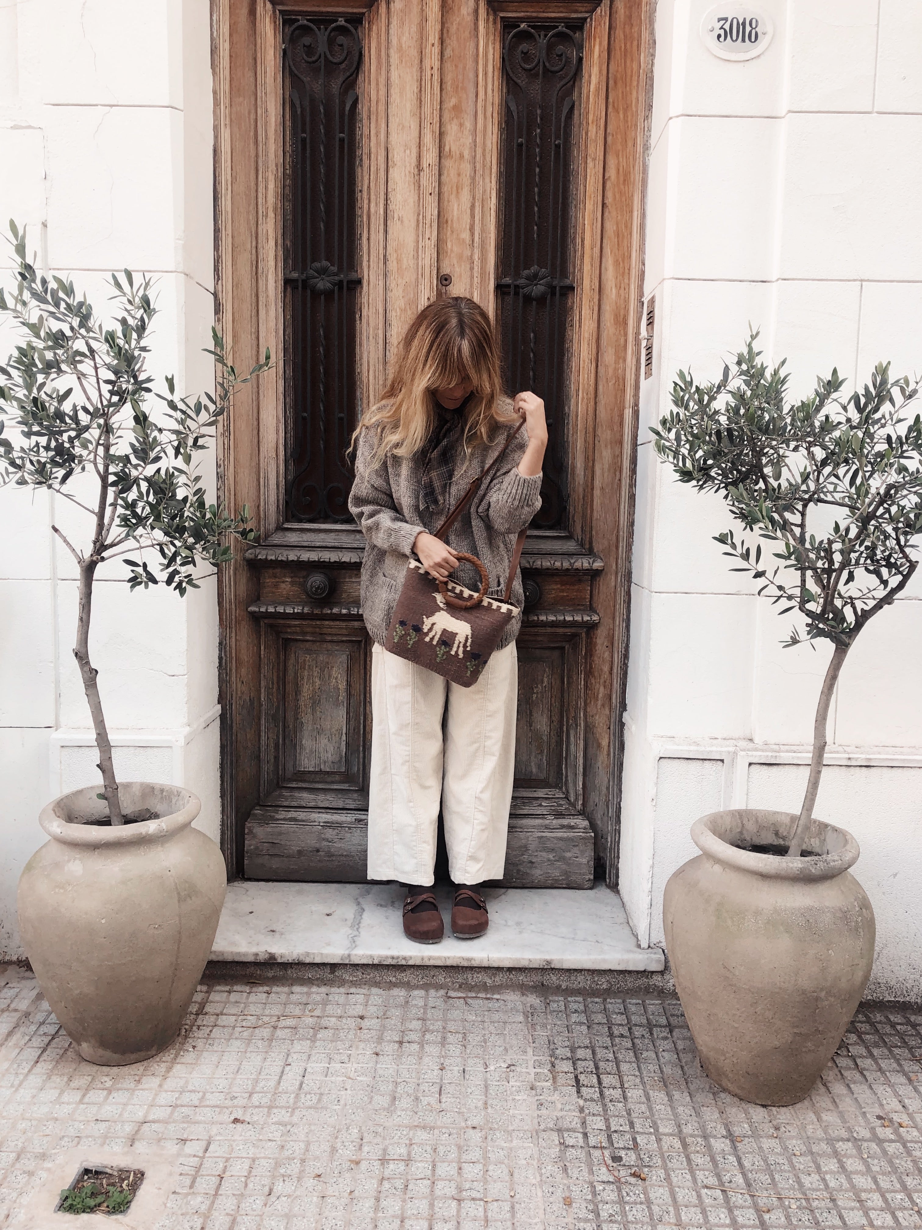 Alondra Little bag (Camel y crudo)