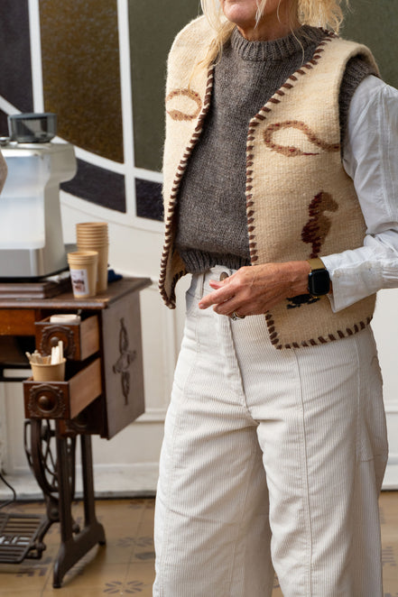 Folk Shell Vest con cuero