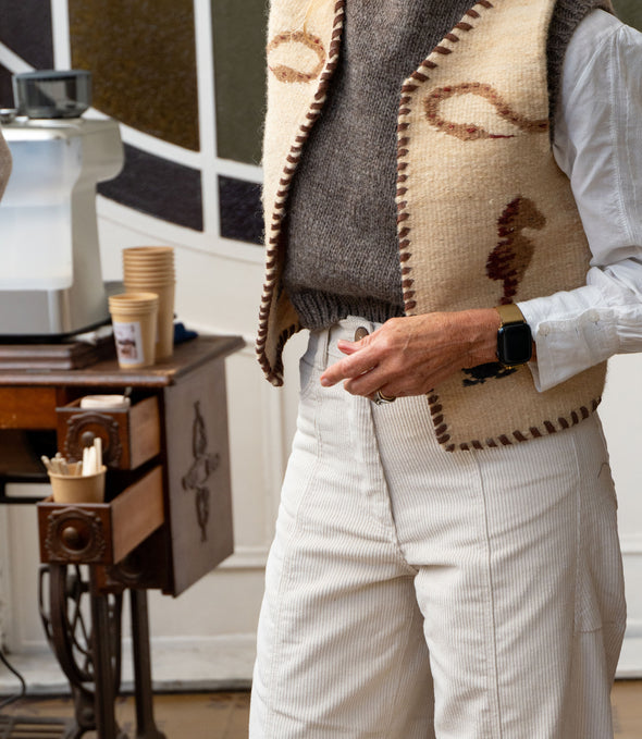 Folk Shell Vest con cuero